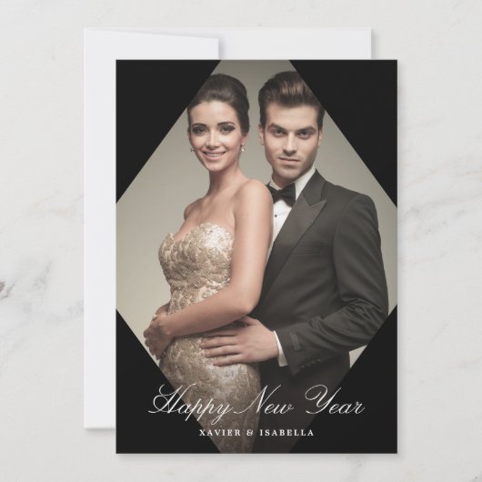エレガンスモダンニューイヤーフォトホリデー シーズンカード (正面)