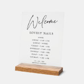 エレガンスモダンビジネスオフィス時間ウェルカムサイン アクリルサイン (傾斜)