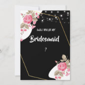 エレガンスモダンピンクのフローラストリングligブライデスメイド 招待状 (正面)