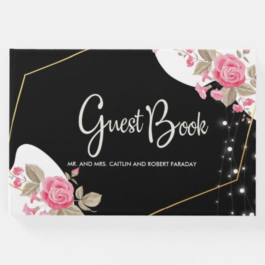 エレガンスモダンピンクフローラストリングライト ゲストブック (正面)