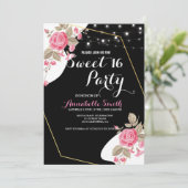 エレガンスモダンピンクフローラストリング軽い甘い16 招待状 (スタンド正面)