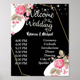 エレガンスモダンピンクフローラ列の順序イベント ポスター