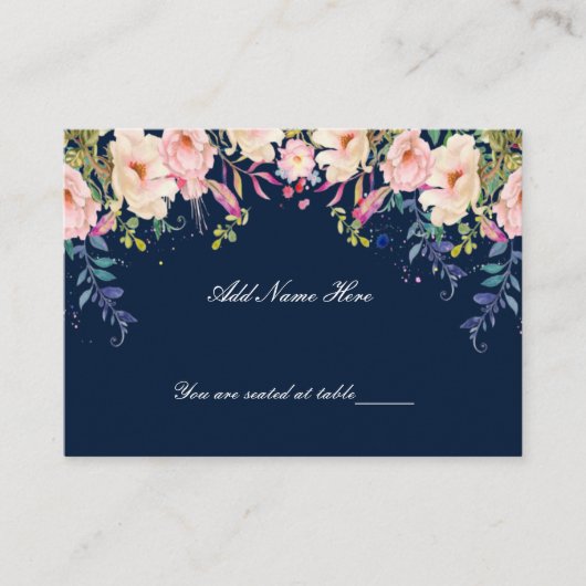 エレガンスモダンピンクフローラ植物表 プレイスカード (正面)