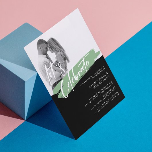 エレガンスモダンフォトウェディングパーソナライズされた招待 招待状