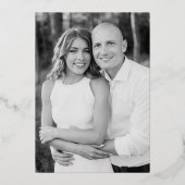 エレガンスモダンブラックと金ゴールドフォト結婚ズ 箔招待状 (裏面)