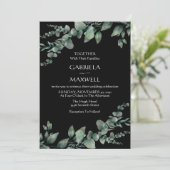 エレガンスモダンブラックユーカリ結婚プス 招待状 (スタンド正面)