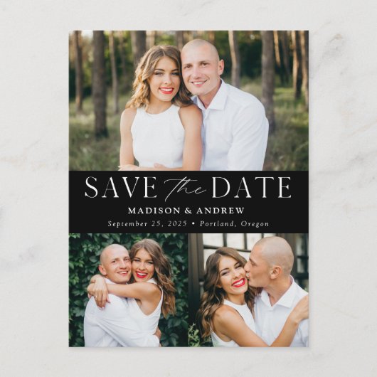 エレガンスモダンブラック3枚の写真保存日 案内ポストカード (正面)