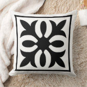 エレガンスモダンブラック&ホワイト華美フローラ クッション (ブランケット)