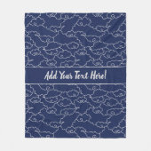 エレガンスモダンブルーとホワイト日本のクラウド フリースブランケット (正面)