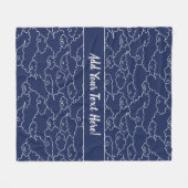 エレガンスモダンブルーとホワイト日本のクラウド フリースブランケット (正面(横))