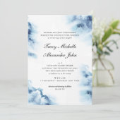 エレガンスモダンブルーウォーターカラー結婚式招待状 招待状 (スタンド正面)