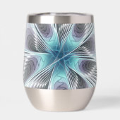 エレガンスモダンブルーグレーホワイトフラクタルアートフラワー (背面)