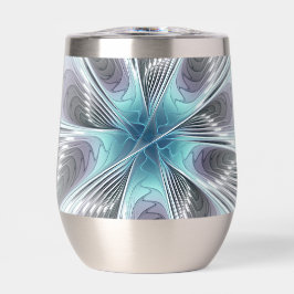 エレガンスモダンブルーグレーホワイトフラクタルアートフラワー