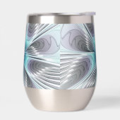 エレガンスモダンブルーグレーホワイトフラクタルアートフラワー (左面)