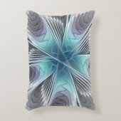 エレガンスモダンブルーグレーホワイトフラクタルアートフラワー アクセントクッション (正面(垂直))
