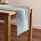 エレガンスモダンブルーグレーホワイトフラクタルアートフラワー ショートテーブルランナー (インサイチュ)