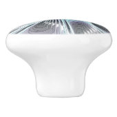 エレガンスモダンブルーグレーホワイトフラクタルアートフラワー セラミックノブ (側面)