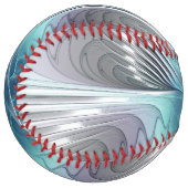 エレガンスモダンブルーグレーホワイトフラクタルアートフラワー ソフトボール (正面左)