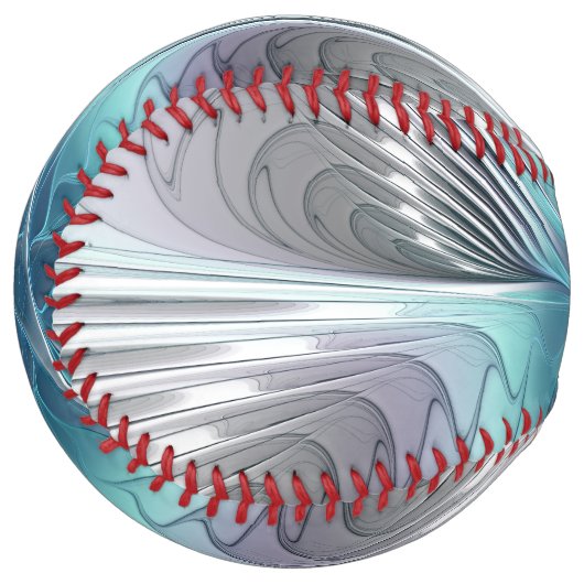 エレガンスモダンブルーグレーホワイトフラクタルアートフラワー ソフトボール (正面左)