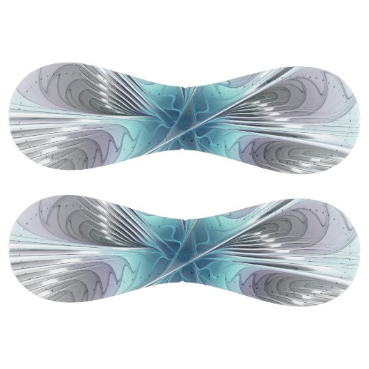 エレガンスモダンブルーグレーホワイトフラクタルアートフラワー ソフトボール (パネル)