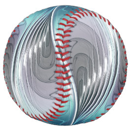 エレガンスモダンブルーグレーホワイトフラクタルアートフラワー ソフトボール