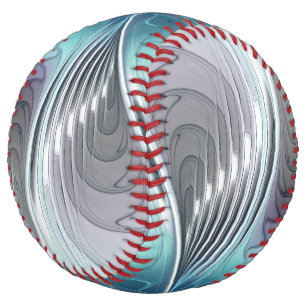 エレガンスモダンブルーグレーホワイトフラクタルアートフラワー ソフトボール