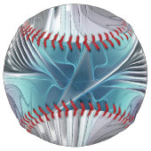 エレガンスモダンブルーグレーホワイトフラクタルアートフラワー ソフトボール (正面)