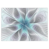エレガンスモダンブルーグレーホワイトフラクタルアートフラワー テーブルクロス (正面(横))