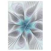 エレガンスモダンブルーグレーホワイトフラクタルアートフラワー テーブルクロス (正面)