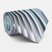 エレガンスモダンブルーグレーホワイトフラクタルアートフラワー ネクタイ (ロール)