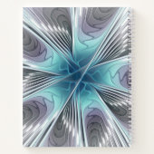 エレガンスモダンブルーグレーホワイトフラクタルアートフラワー ノートブック (裏面)