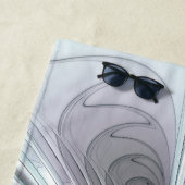 エレガンスモダンブルーグレーホワイトフラクタルアートフラワー ビーチタオル (インサイチュ)