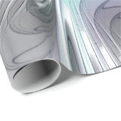 エレガンスモダンブルーグレーホワイトフラクタルアートフラワー ラッピングペーパー (ロールコーナー)