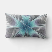 エレガンスモダンブルーグレーホワイトフラクタルアートフラワー ランバークッション (裏面)