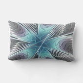 エレガンスモダンブルーグレーホワイトフラクタルアートフラワー ランバークッション (裏面)