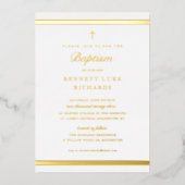 エレガンスモダンボーイズバプテスマ金ゴールド 箔招待状 (正面)
