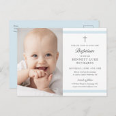 エレガンスモダンボーイズ写真洗礼 インビテーションポストカード (正面/裏面)