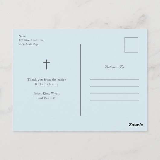 エレガンスモダンボーイズ洗礼ありがとう ポストカード (裏面)