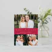 エレガンスモダンマゼンタ3写真保存日 箔招待状ポストカード (立ち正面)