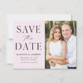 エレガンスモダンラベンダーフォトセーブ日付 マグネット招待状 (正面)