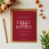 エレガンスモダンルビーレッドQRコード結婚s 招待状