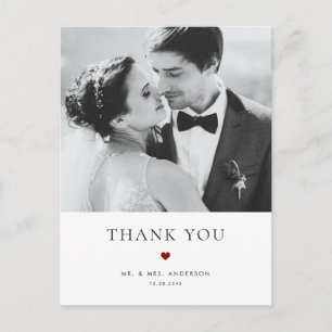 エレガンスモダンレッドタイポグラフィズ結婚サンキュー ポストカード