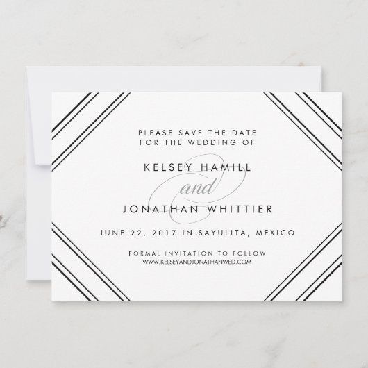 エレガンスモダン両面フォトセーブ日付 招待状 (正面)