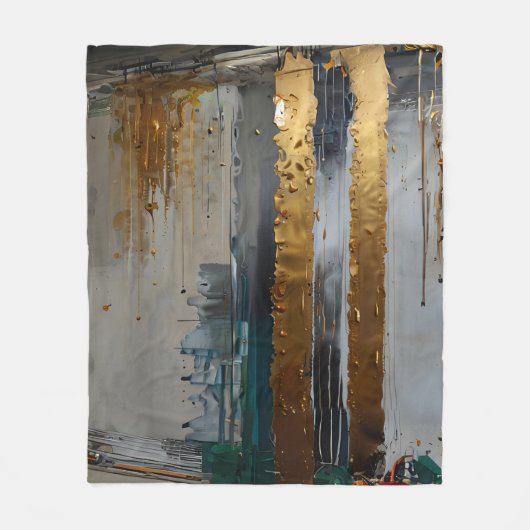 エレガンスモダン抽象芸術金ゴールド フリースブランケット (正面)