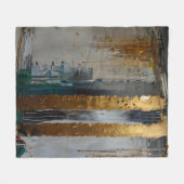 エレガンスモダン抽象芸術金ゴールド フリースブランケット (正面(横))