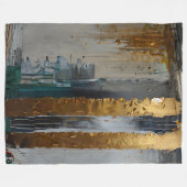 エレガンスモダン抽象芸術金ゴールド フリースブランケット (正面(横))