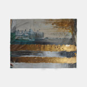 エレガンスモダン抽象芸術金ゴールド フリースブランケット (正面(横))