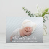 エレガンスモダン男の赤ちゃん写真誕生のお知らせ (スタンド正面)