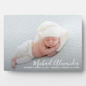 エレガンスモダン男の赤ちゃん写真誕生のお知らせ フォトプラーク (正面)