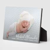エレガンスモダン男の赤ちゃん写真誕生のお知らせ フォトプラーク (側面)